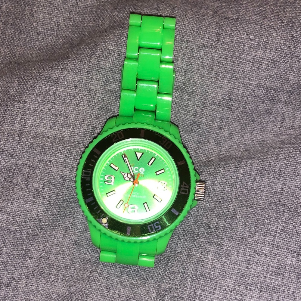 Neon Green Ice Men's Plastic Watch, Waterproof